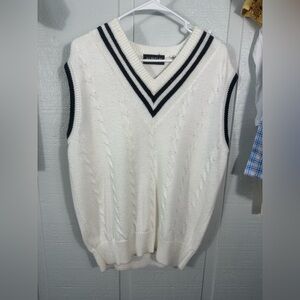 Aureus Vintage  Men's Sweater Blue and White Vest See Measurements EUC